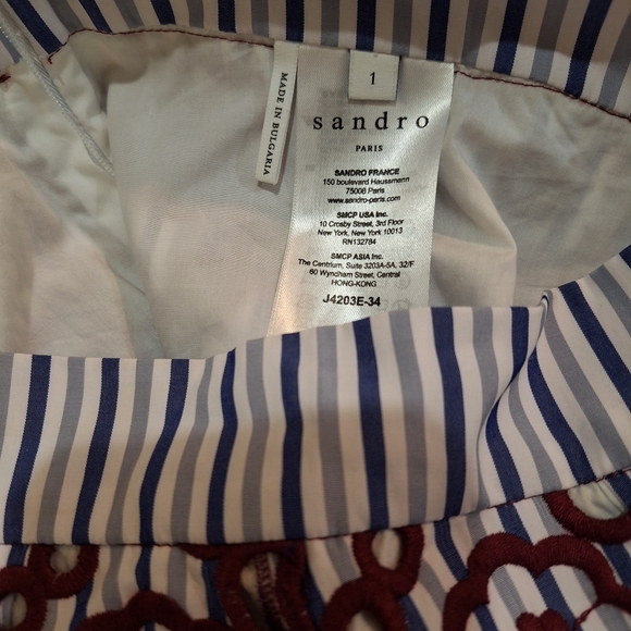 NEW Sandro Paris embroidered floral striped flounce ruffle mini skirt 1 XS - Picture 8 of 9